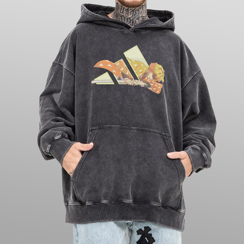 Demon Slayer Zenitsu x Adidas Vintage Hoodie